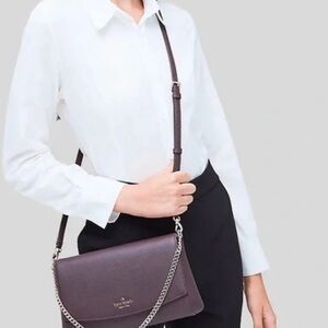Kate Spade Laurel Way Greer Bag Chocolate Cherry crossbody with chain